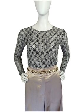 Vintage Gold Black Sheer Lace Top  Made in Canada Y2K Glam Whimsigoth Size Small